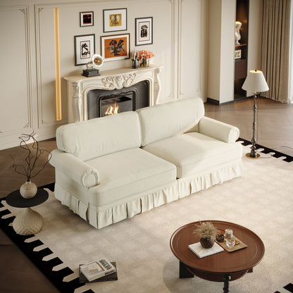 Luxuriously Comfortable Cloud Couch Sofa With Elegant Rolled Arms & Pleated Skirt Design Home Essentials