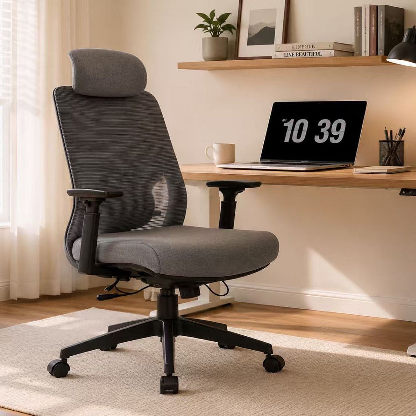 High Back Breathable Ergonomic Office Chair With Adjustable Headrest & 5D Armrest, Height Adjustable Swivel - Antique Gray Home Essentials