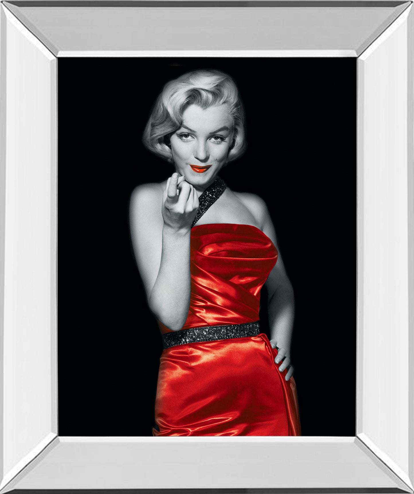 Lady In Red 2 By Chelsea Collection - Mirror Framed Print Wall Art - Red