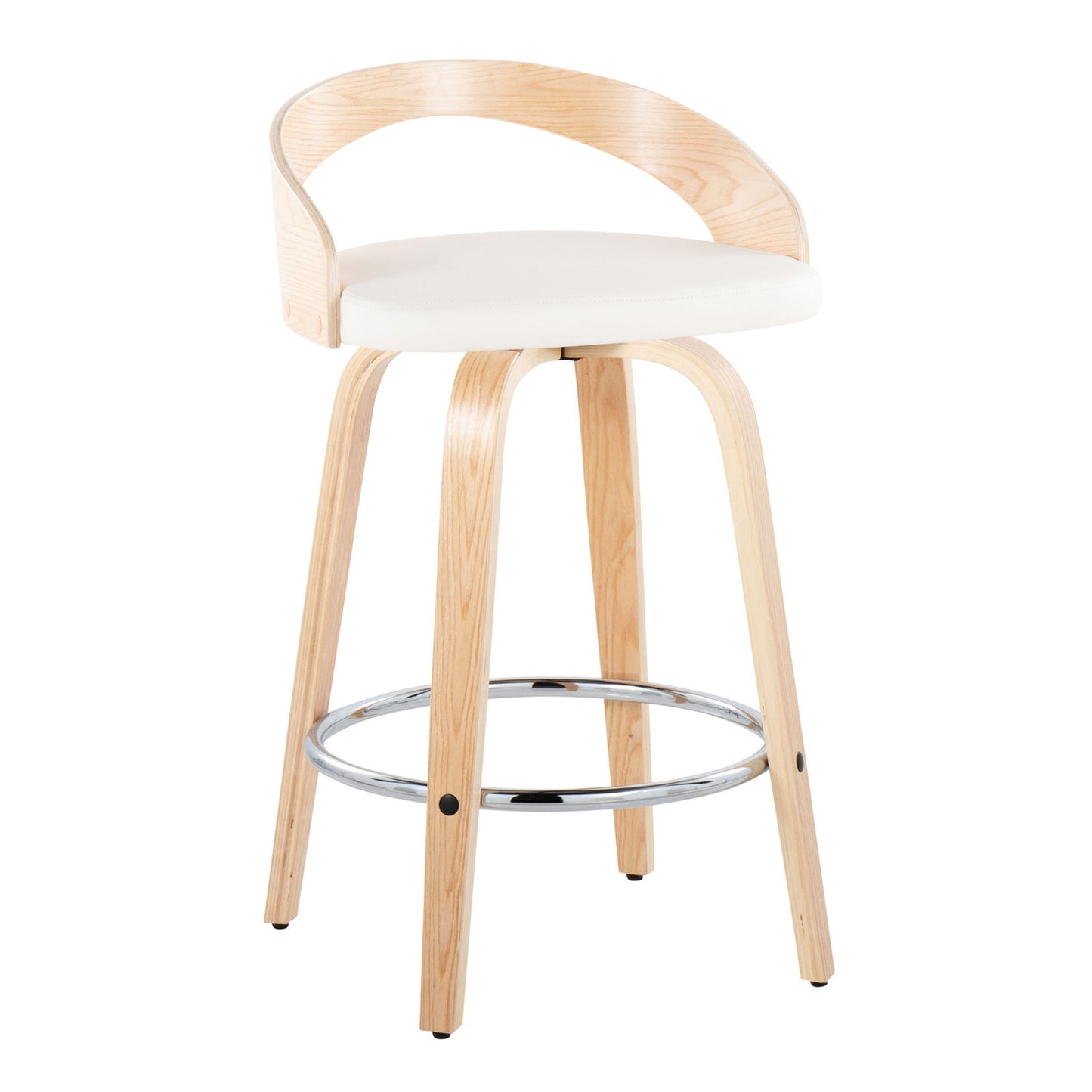 Grotto - Contemporary Fixed Height Counter Stool With Swivel With Round Footrest (Set of 2) Lumi Source