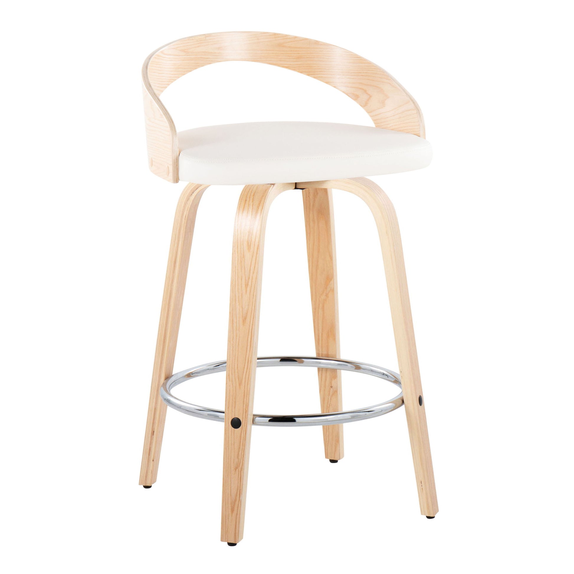 Grotto - Contemporary Fixed Height Counter Stool With Swivel With Round Footrest (Set of 2) Lumi Source