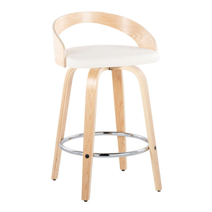 Grotto - Contemporary Fixed Height Counter Stool With Swivel With Round Footrest (Set of 2) Lumi Source