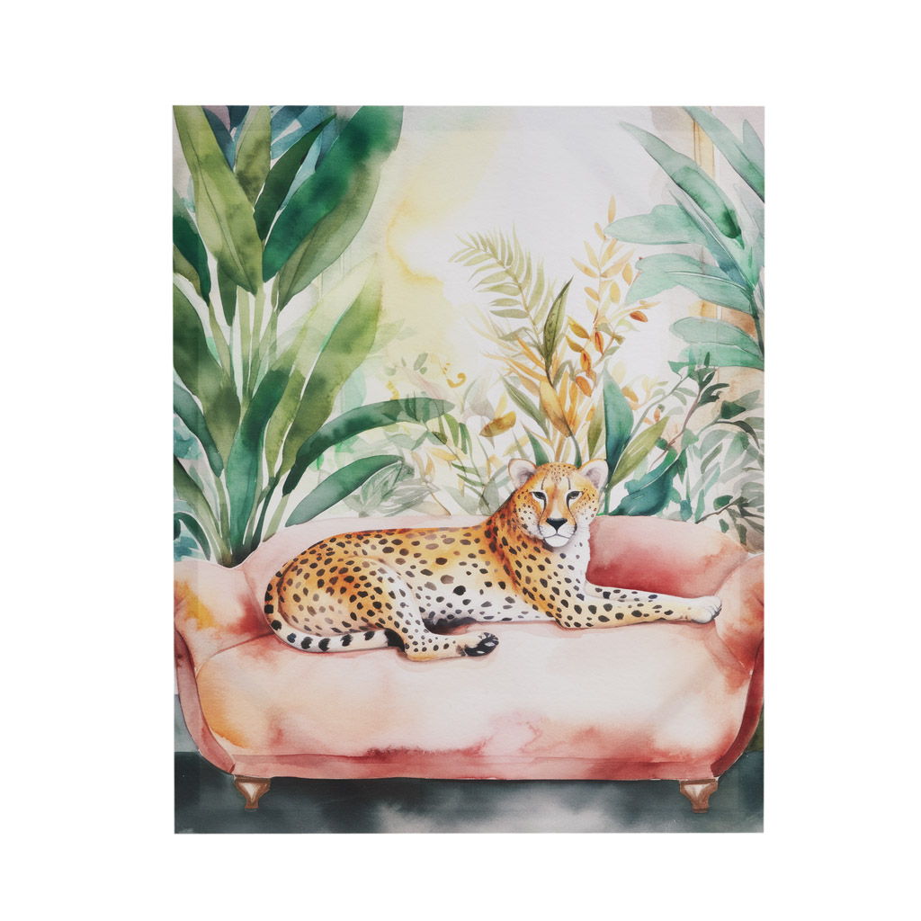 Jungle Feline - Jungle Cheetah Canvas Wall Art - Green Multi