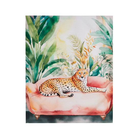 Jungle Feline - Jungle Cheetah Canvas Wall Art - Green Multi