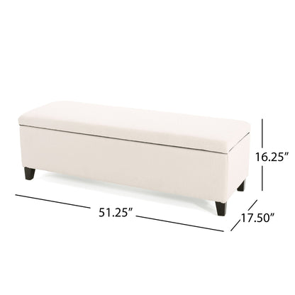 Storage Ottoman For Living Room, Bedroom - White Noble House