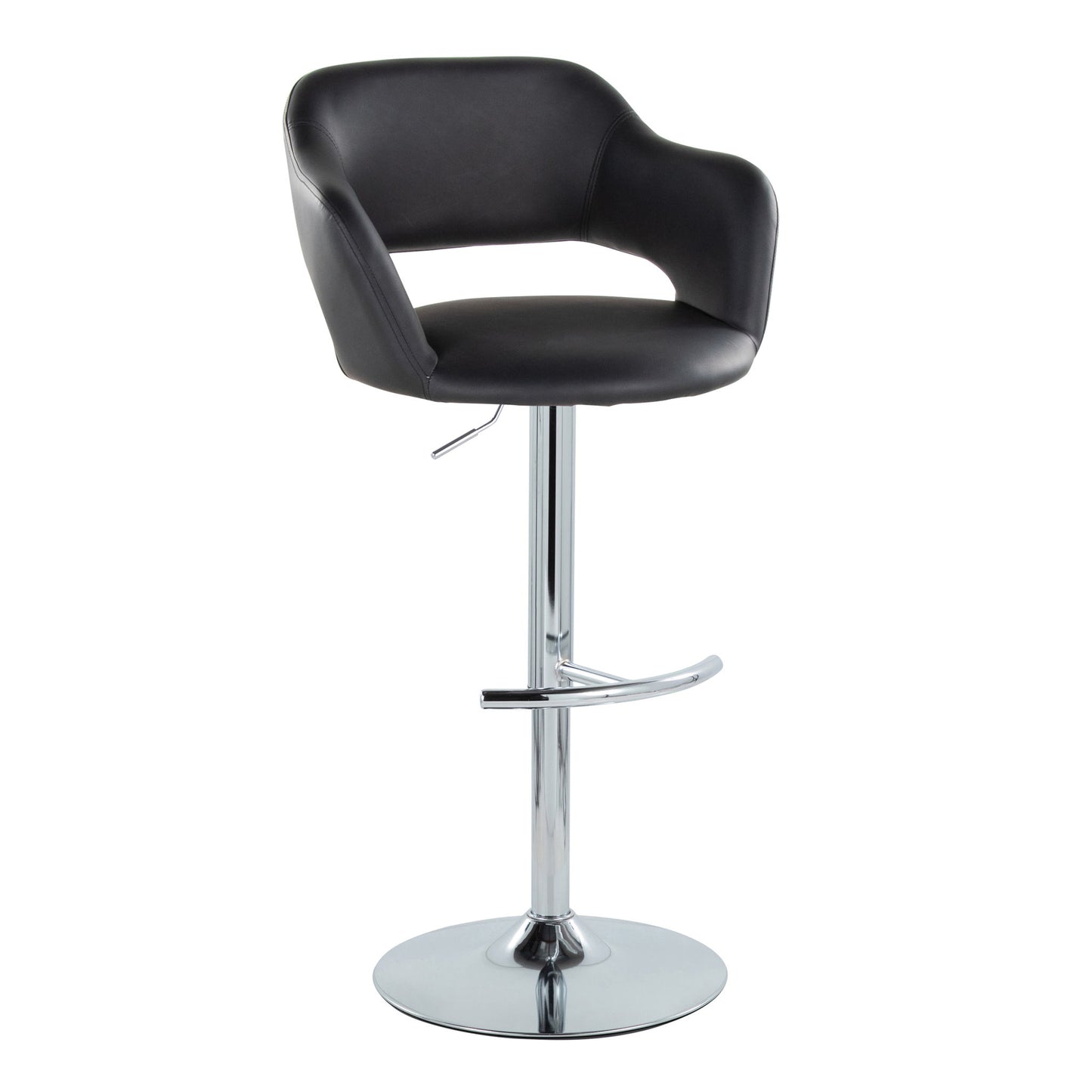 Margarite - Contemporary Ajustable Barstool With Swivel With Rounded T Footrest (Set of 2) Lumi Source