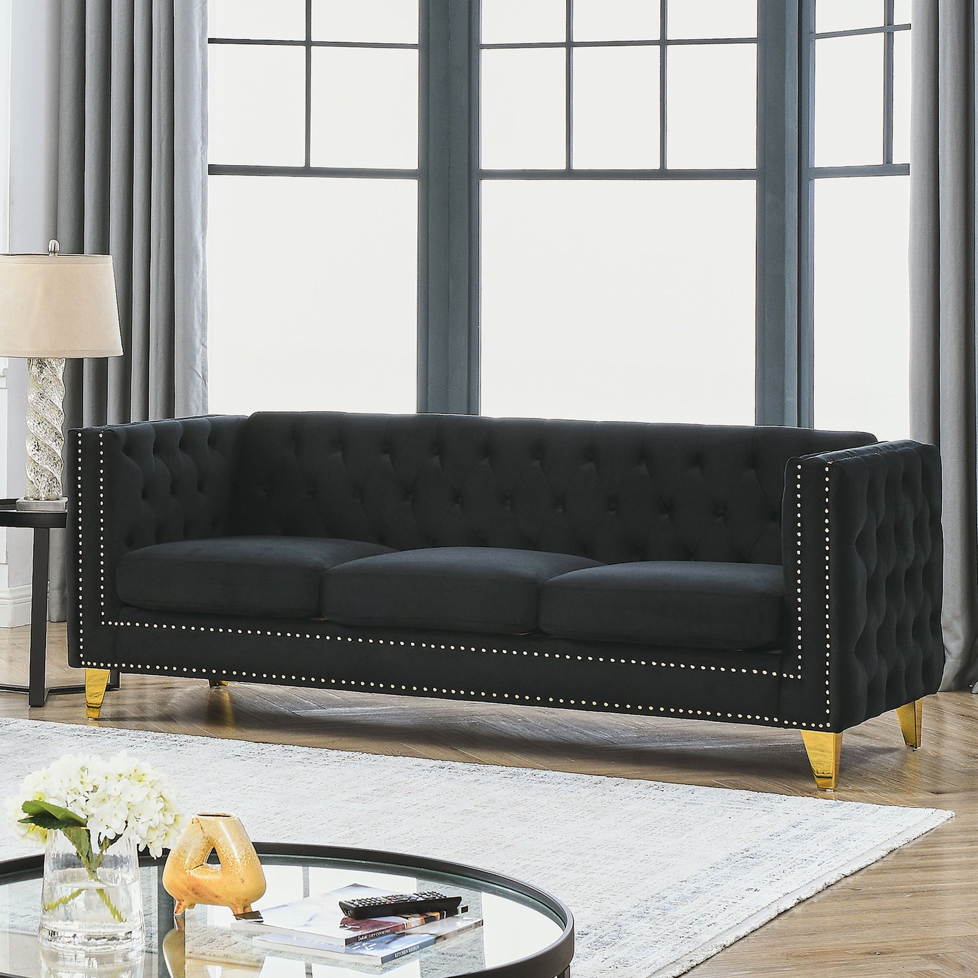 Modern Sofa With Button Tufting, Upholstered Couch For Living Room Home Essentials