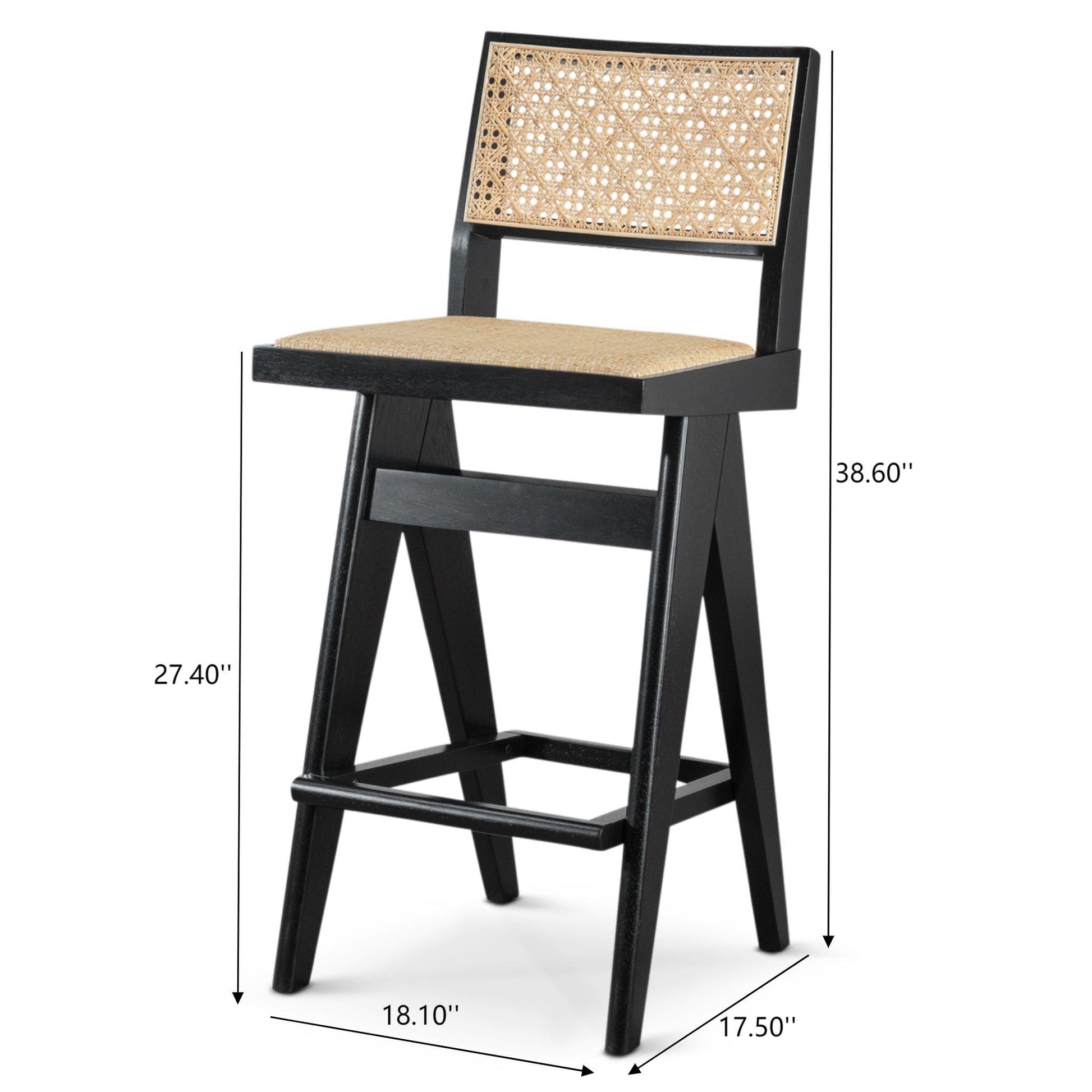 Keira - Bar Stool (Set of 2) - Black / Rattan Ashcroft Furniture
