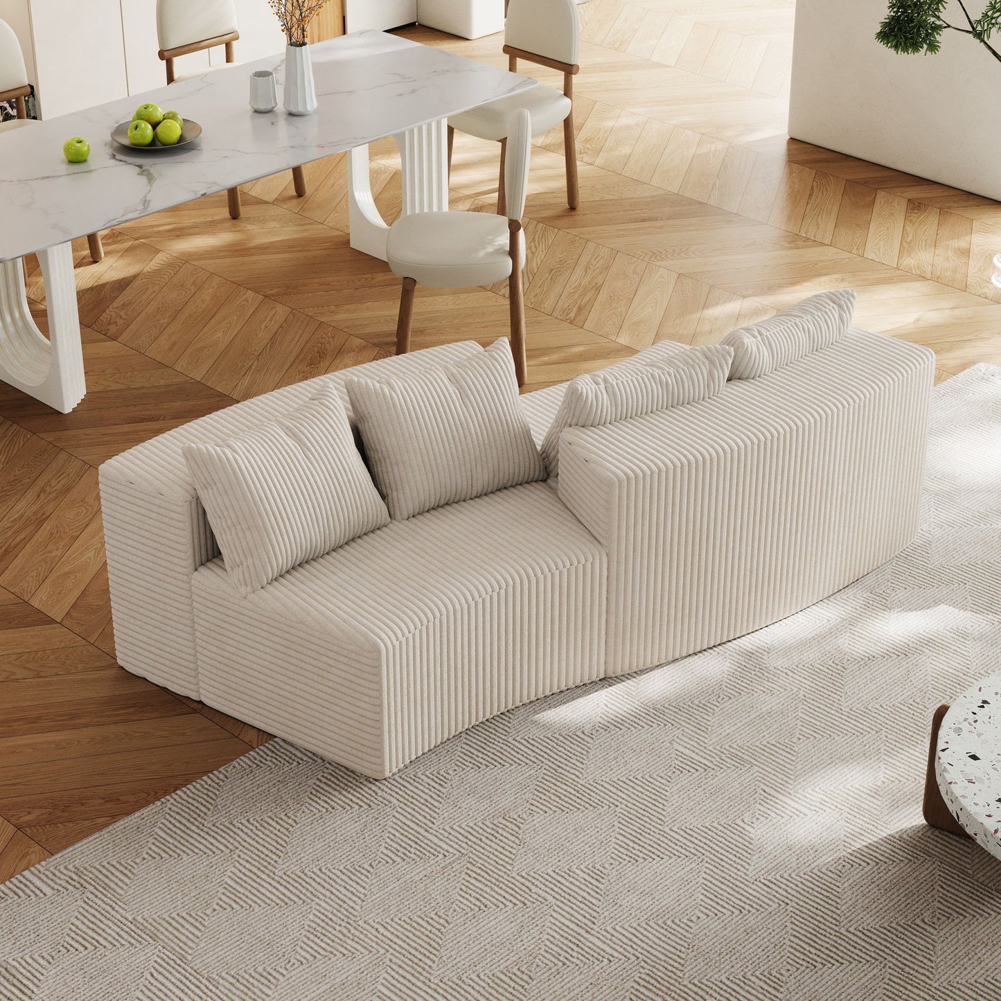 Curved Sectional Sofa With 4 Pillows, Modular Semi Circular Design Home Essentials