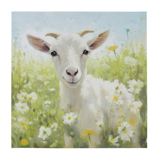 Sunshine Animals - Goat Canvas Wall Art - Green Multi