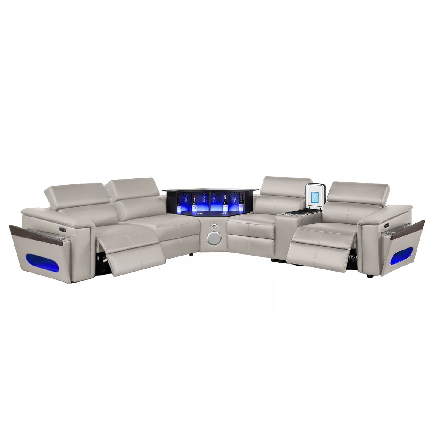 Nova - Sectional With Bluetooth Speaker, LED And Lifting Wine Cabinet Matrix Furniture Group