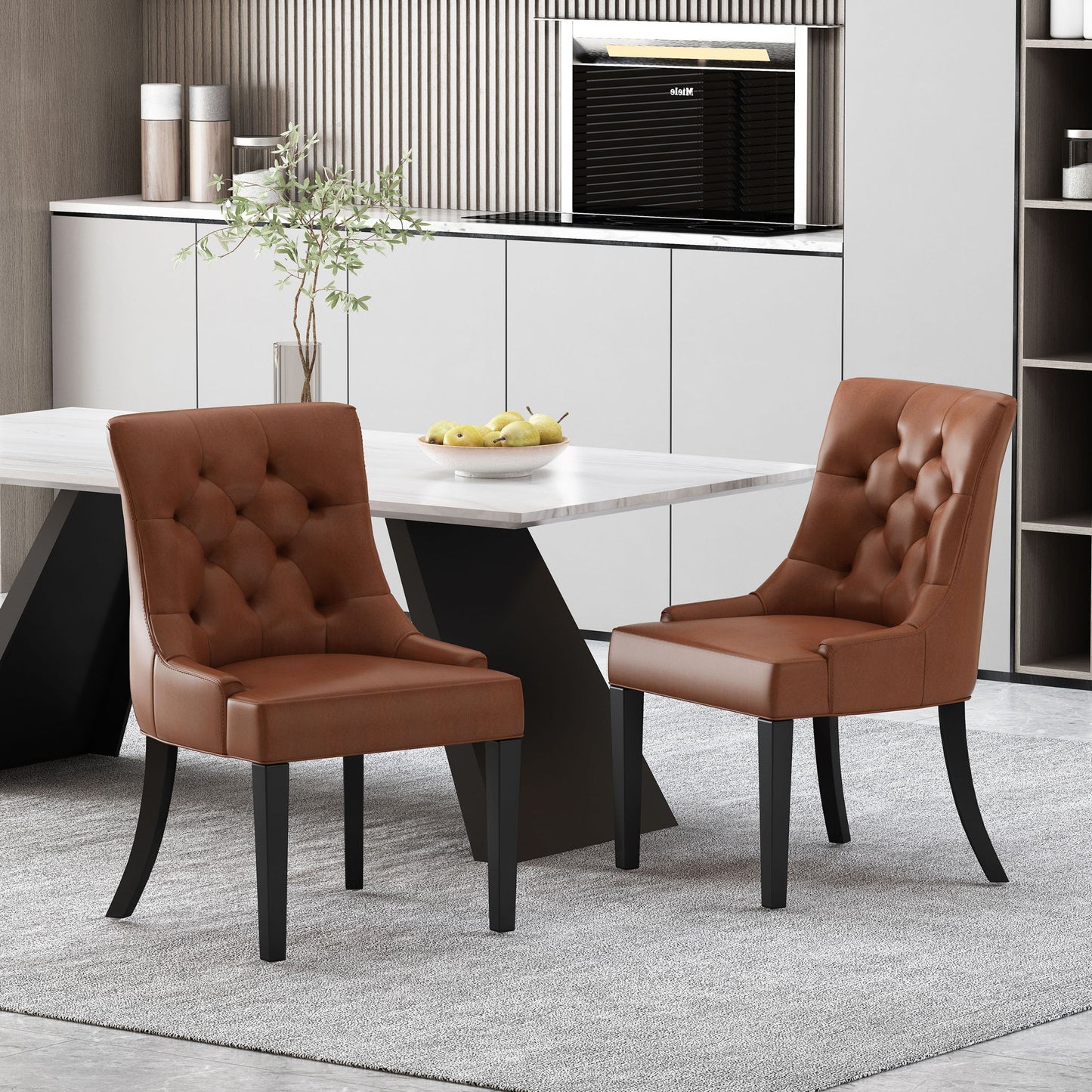 Cheney - Contemporary Dining Chair Tufted Upholstery (Set of 2) Noble House