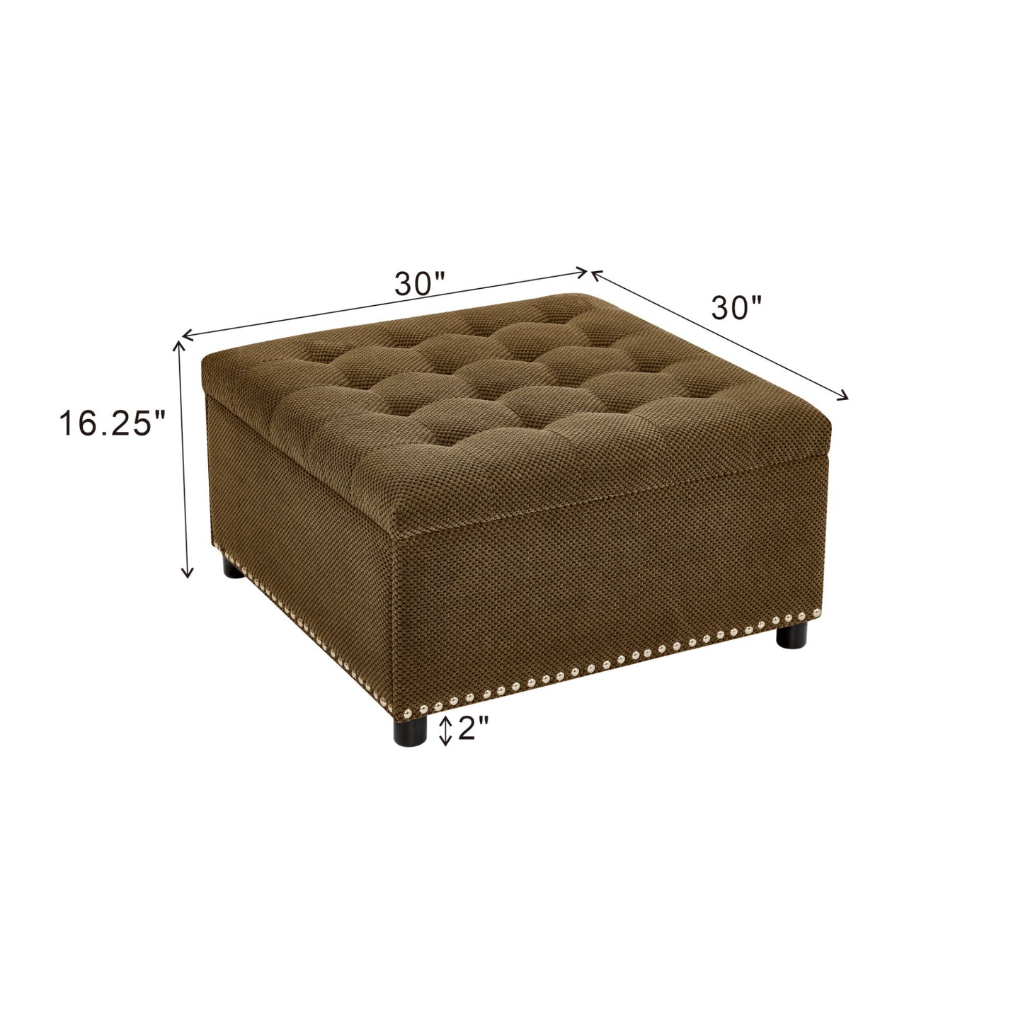 Square Tufted Storage Ottoman With Nailhead Trim Home Essentials