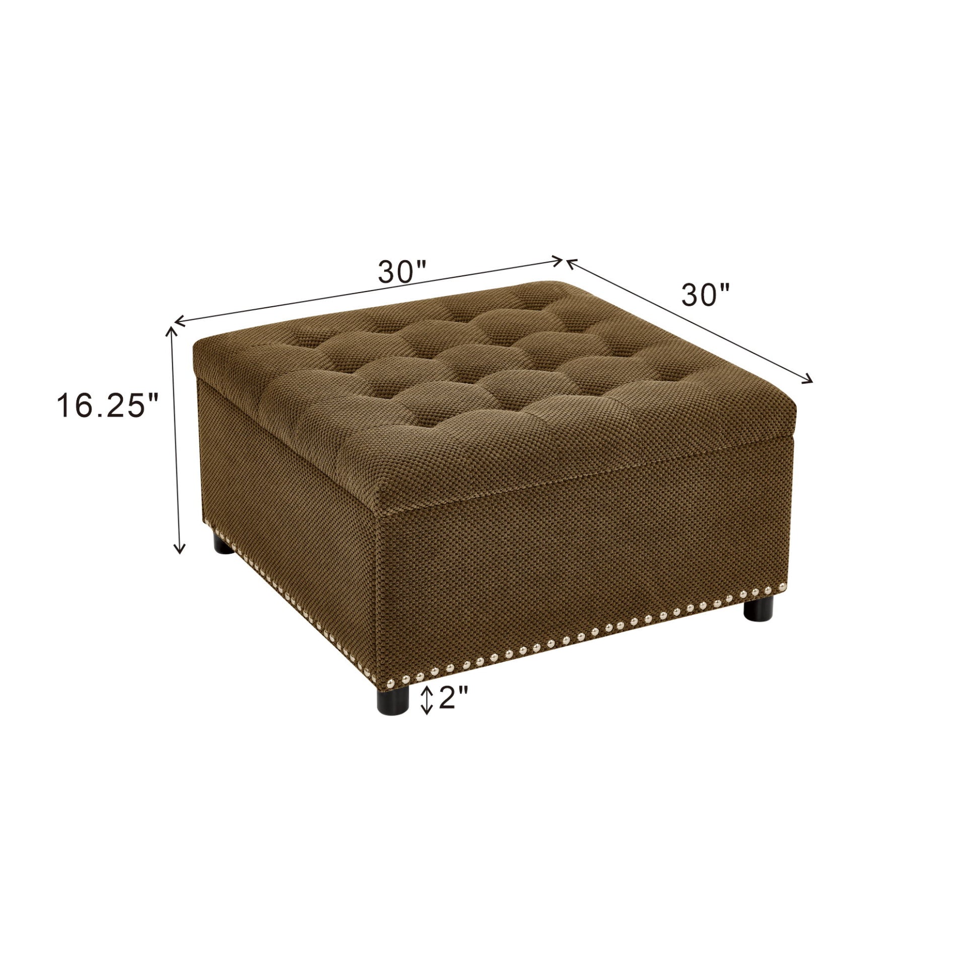 Square Tufted Storage Ottoman With Nailhead Trim Home Essentials
