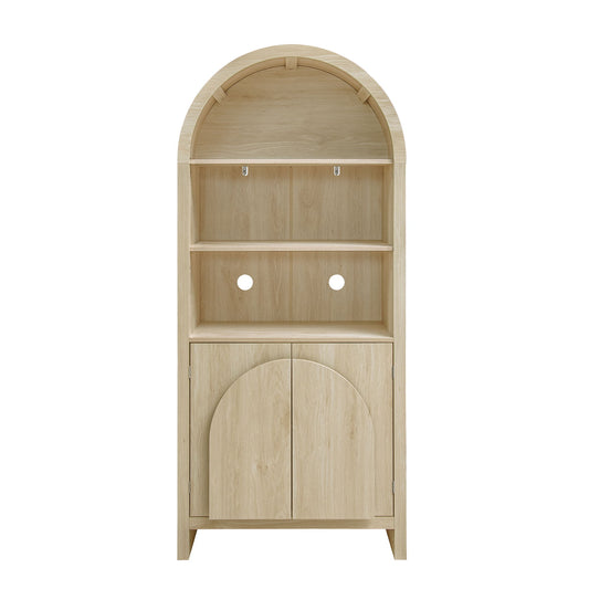Arched Kitchen Pantry, Modern Farmhouse Wood Kitchen Storage Cabinets, Arched Storage Display Cabinet With Adjustable Shelves, Versatile Cupboard For Kitchen, Dining Room - Natural Home Essentials