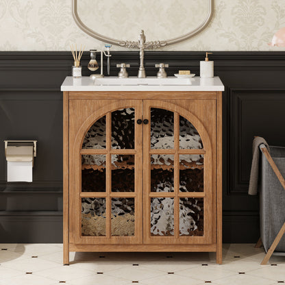 Vintage Farmhouse Bathroom Vanity With Ceramic Sink Noble House