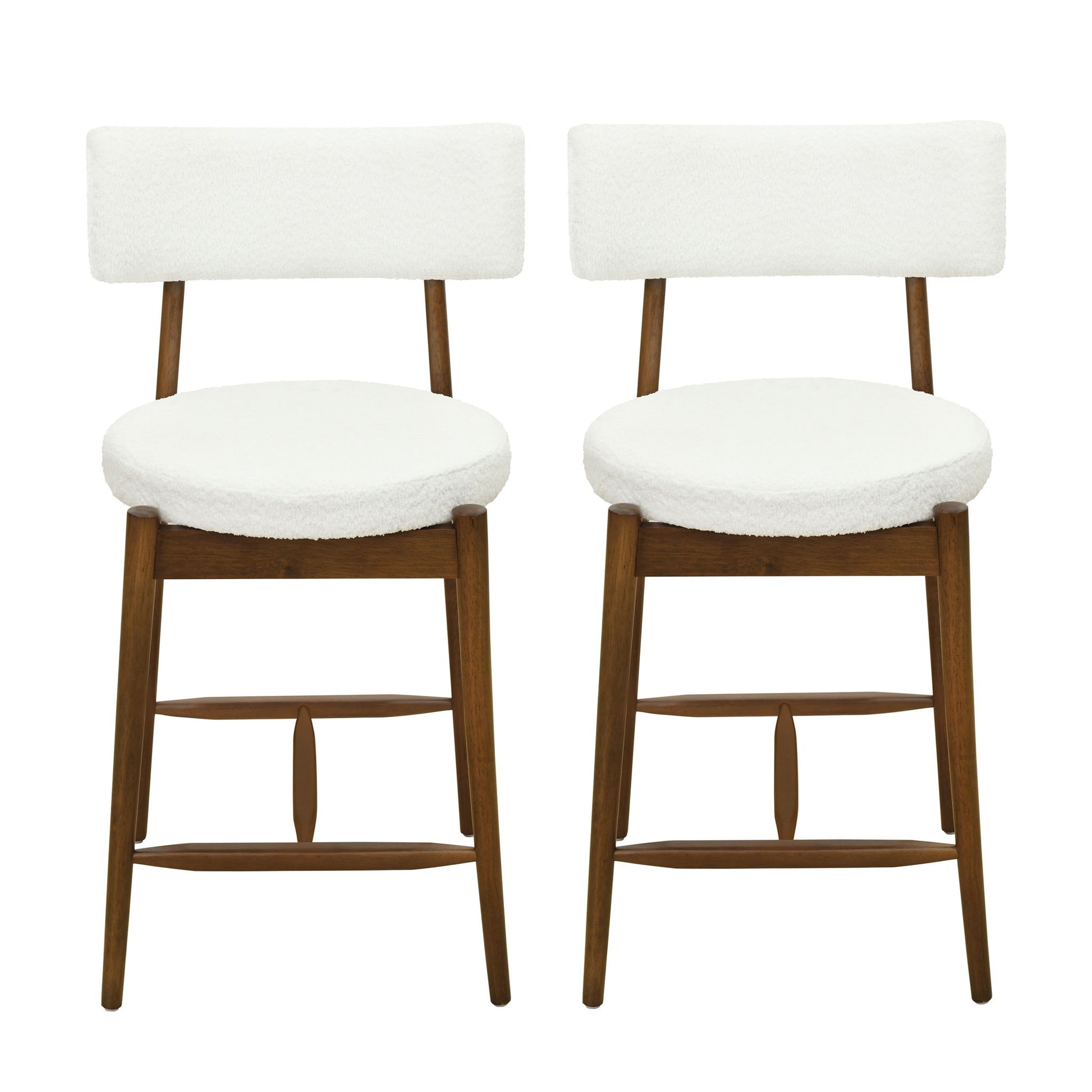 Mid Century Modern Counter Stools, Fabric Upholstered Chairs Noble House