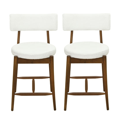 Mid Century Modern Counter Stools, Fabric Upholstered Chairs Noble House