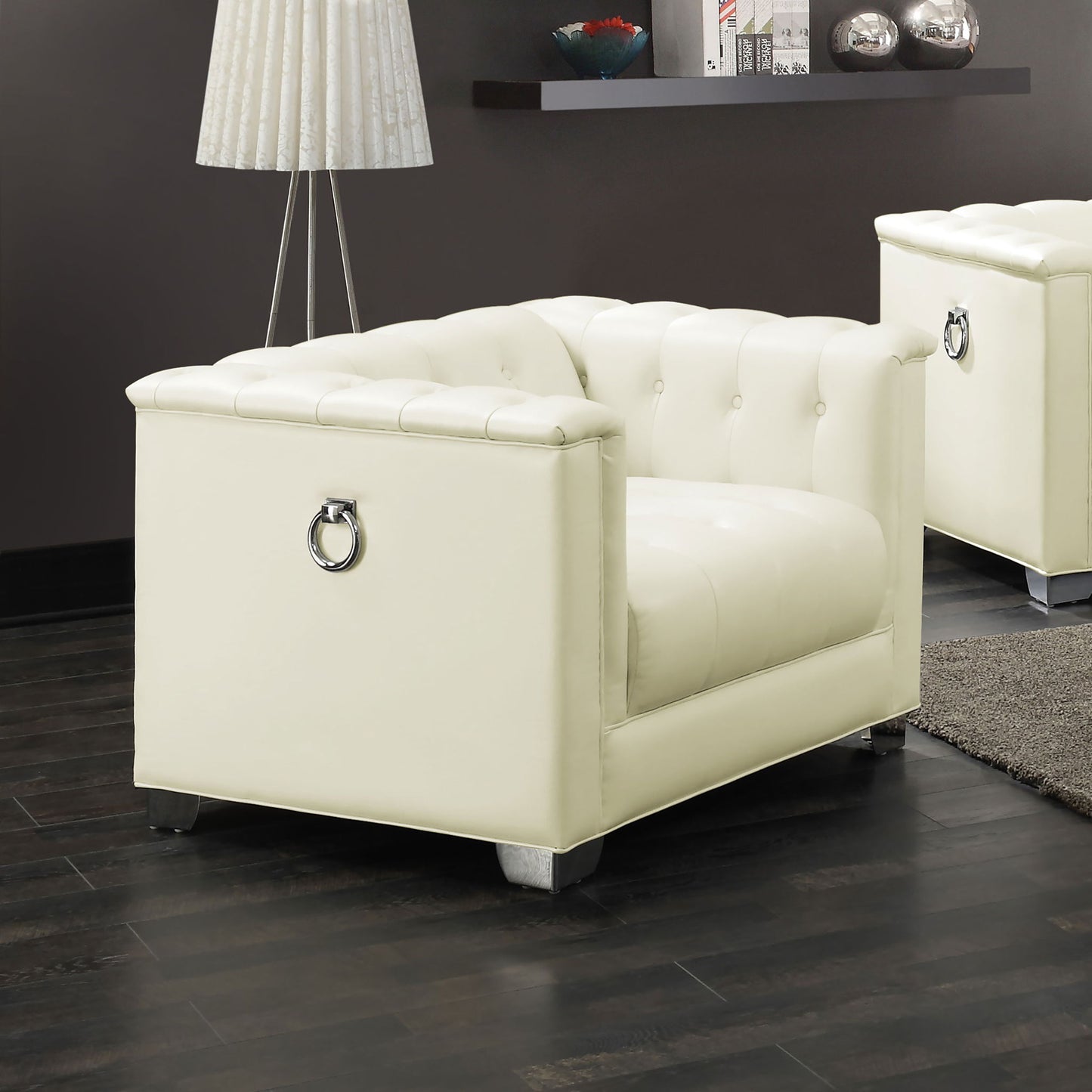 Earline - Upholstered Track Arm Accent Chair - White Furniture Max