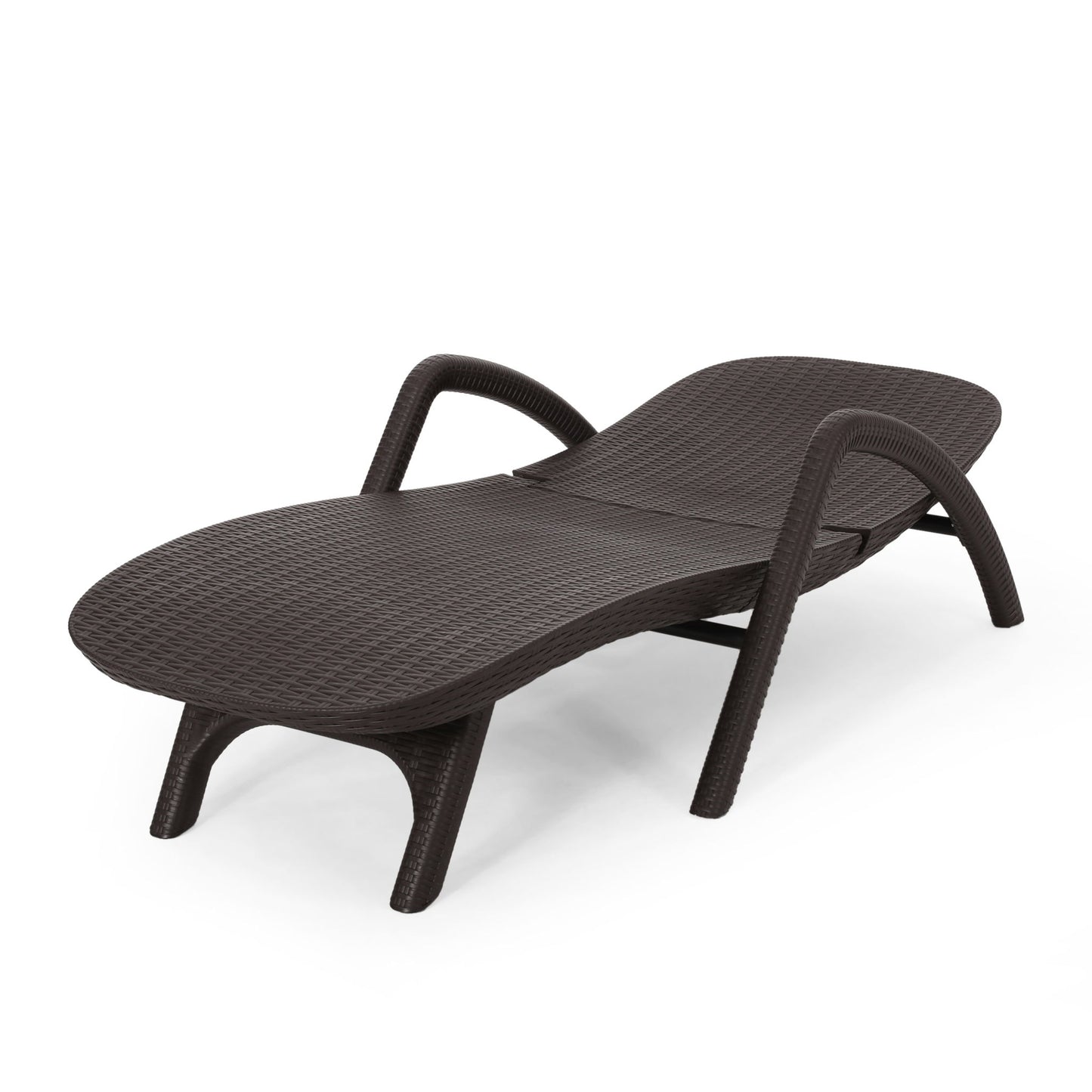 Polypropylene Resin Chaise Lounge With Hand Crafted Details - Dark Brown Noble House