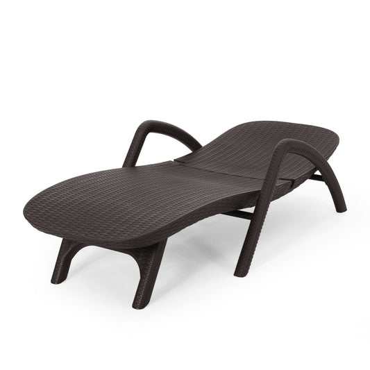 Polypropylene Resin Chaise Lounge With Hand Crafted Details - Dark Brown Noble House