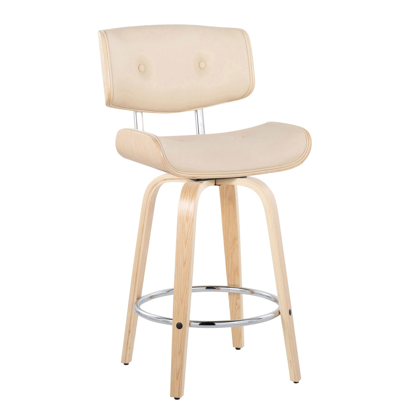 Lombardi - Mid Century Modern Fixed Height Counter Stool With Swivel With Round Footrest (Set of 2) Lumi Source