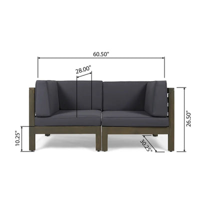Oana - 2 Piece Loveseat Set With Water Resistant Cushions Noble House