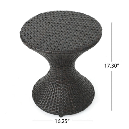 Highest Quality Wicker Hourglass Shaped Side Table - Brown Multi Noble House