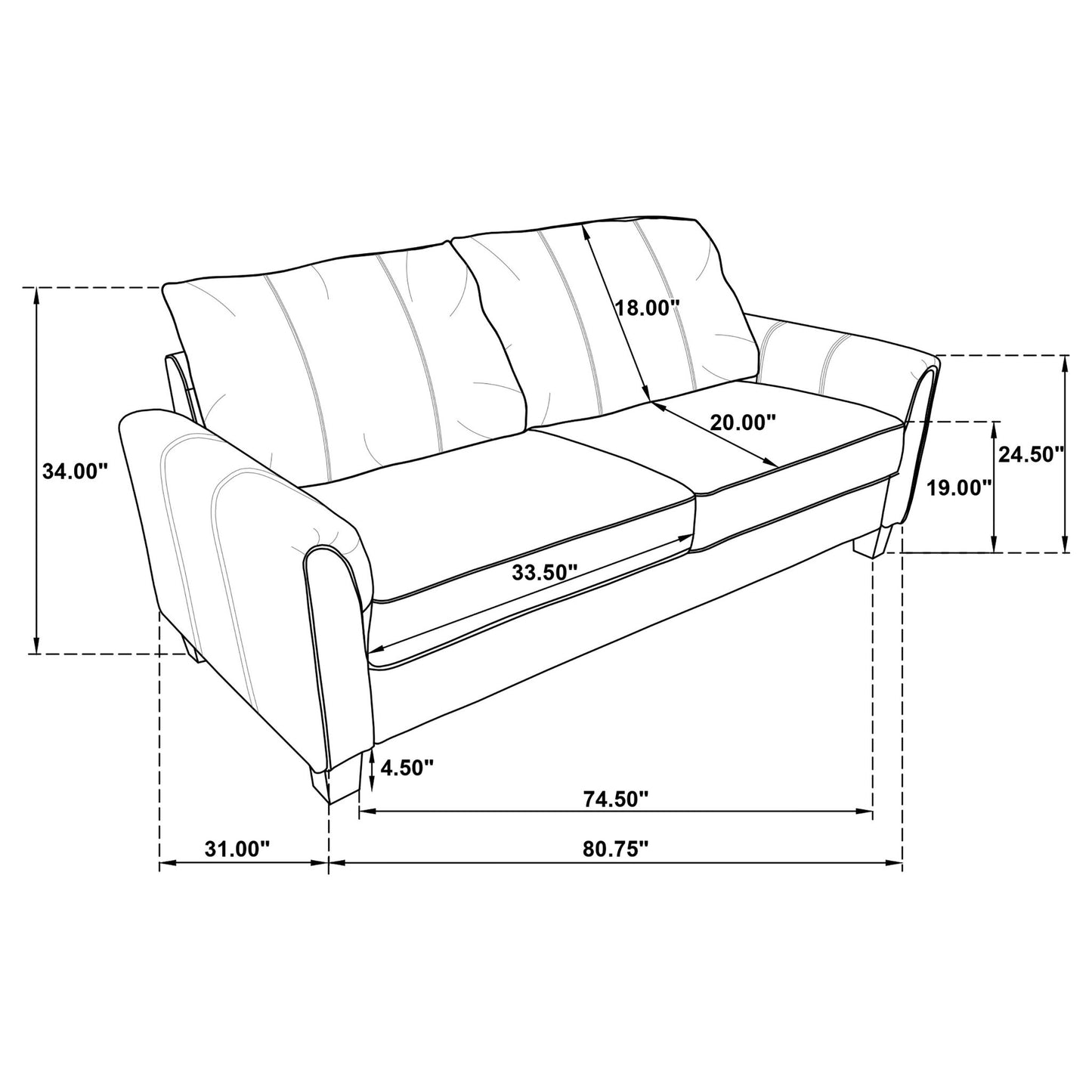 Dixon - Upholstered Sofa With Rounded Arms And Texture - Gray Furniture Max