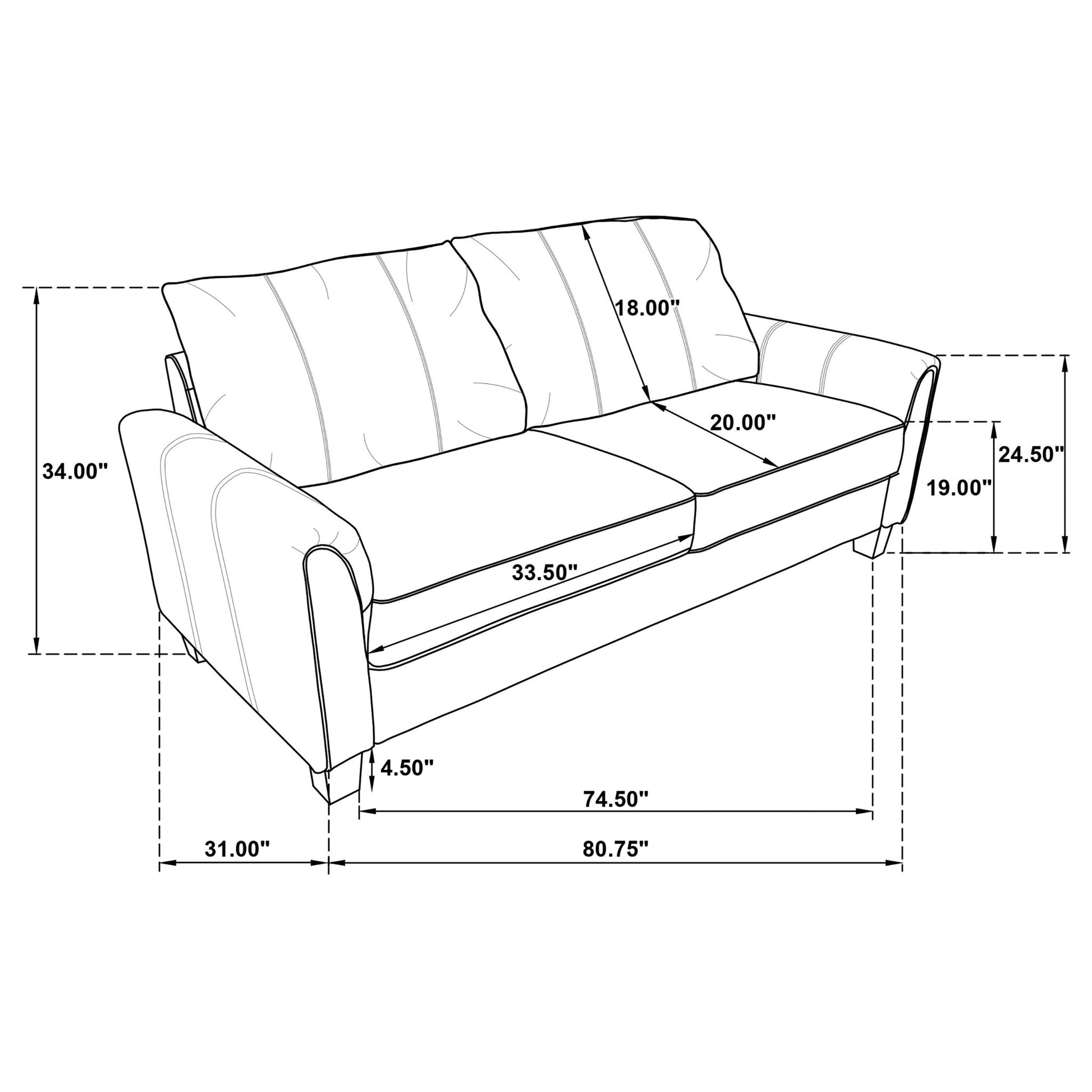 Dixon - Upholstered Sofa With Rounded Arms And Texture - Gray Furniture Max
