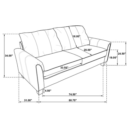 Dixon - Upholstered Sofa With Rounded Arms And Texture - Gray Furniture Max