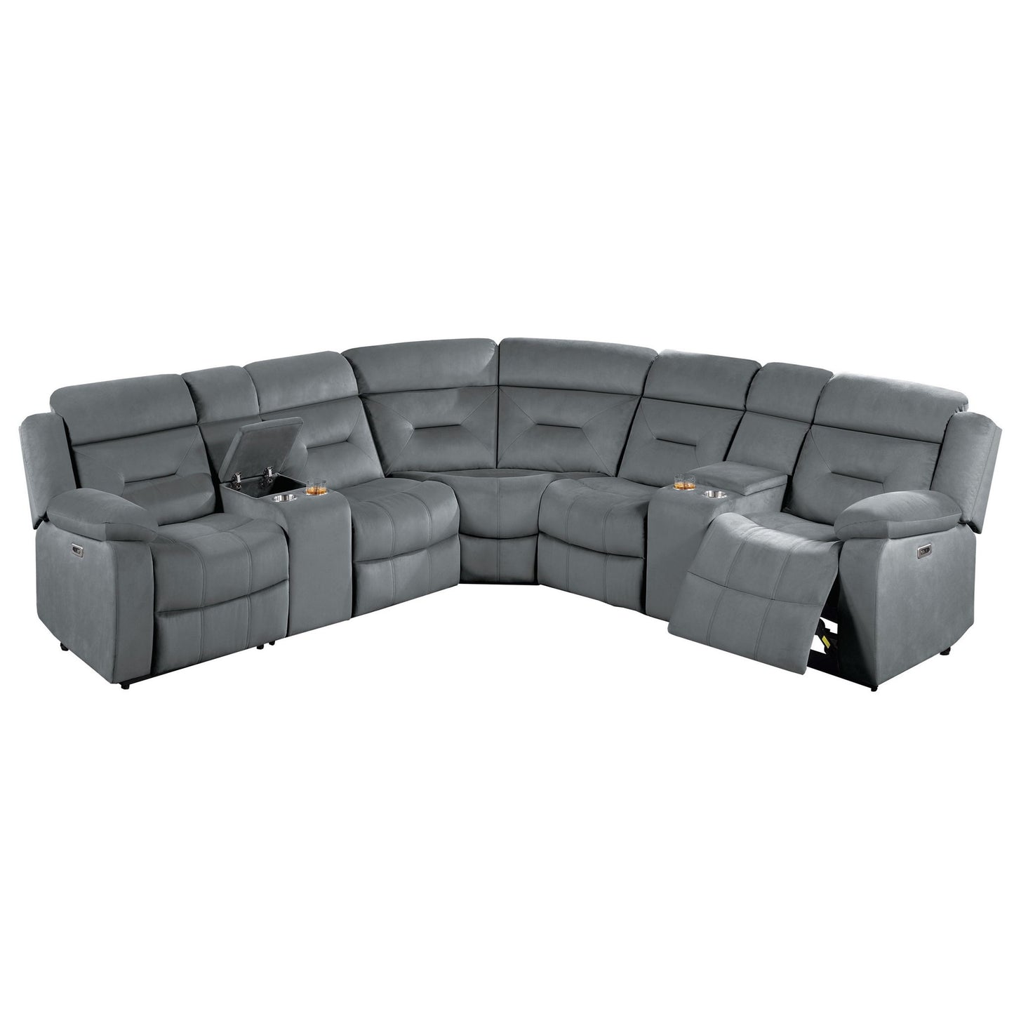 Power Reclining Sectional Set With Console Cup Holders Home Essentials