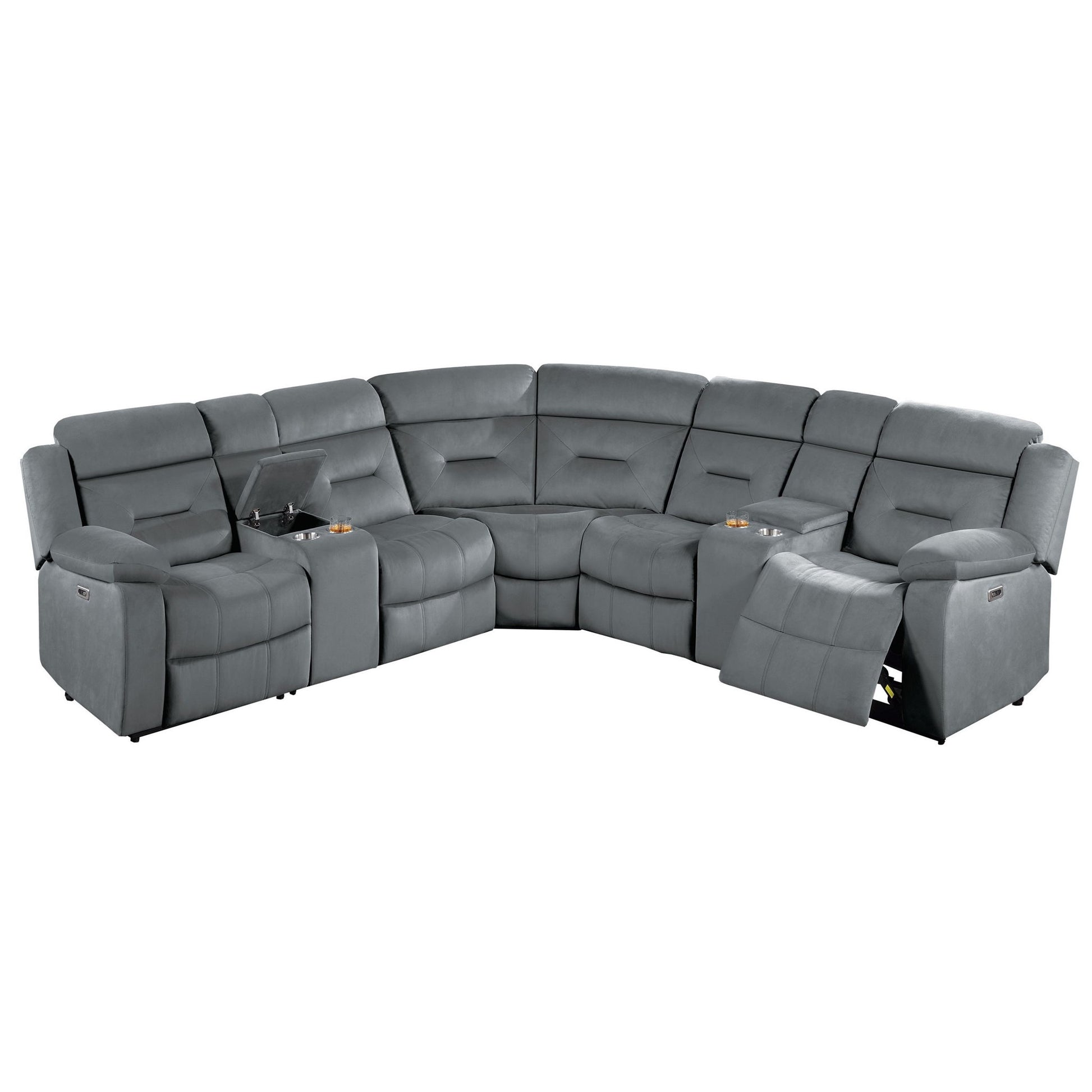 Power Reclining Sectional Set With Console Cup Holders Home Essentials