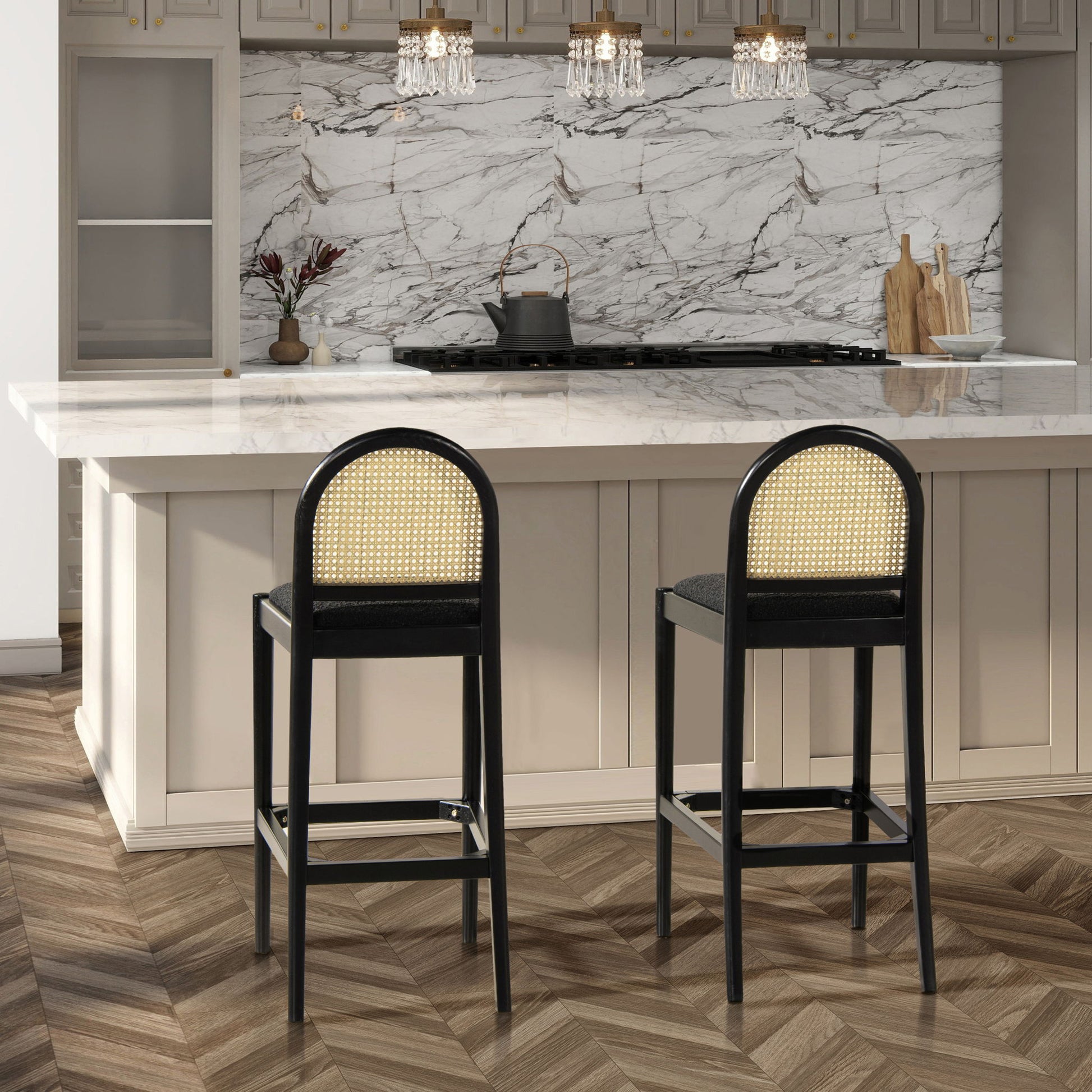 Panama - Curved Back Cane Bar Stool (Set of 2) Jennifer Taylor Home