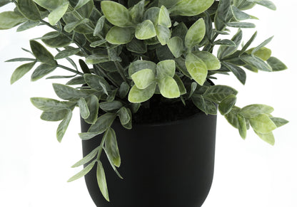 11" Tall, Artificial Plant, Eucalyptus Grass, Indoor, Faux, Fake, Table, Greenery, Potted, Decorative (Set of 2) - Green / Black 8th Street