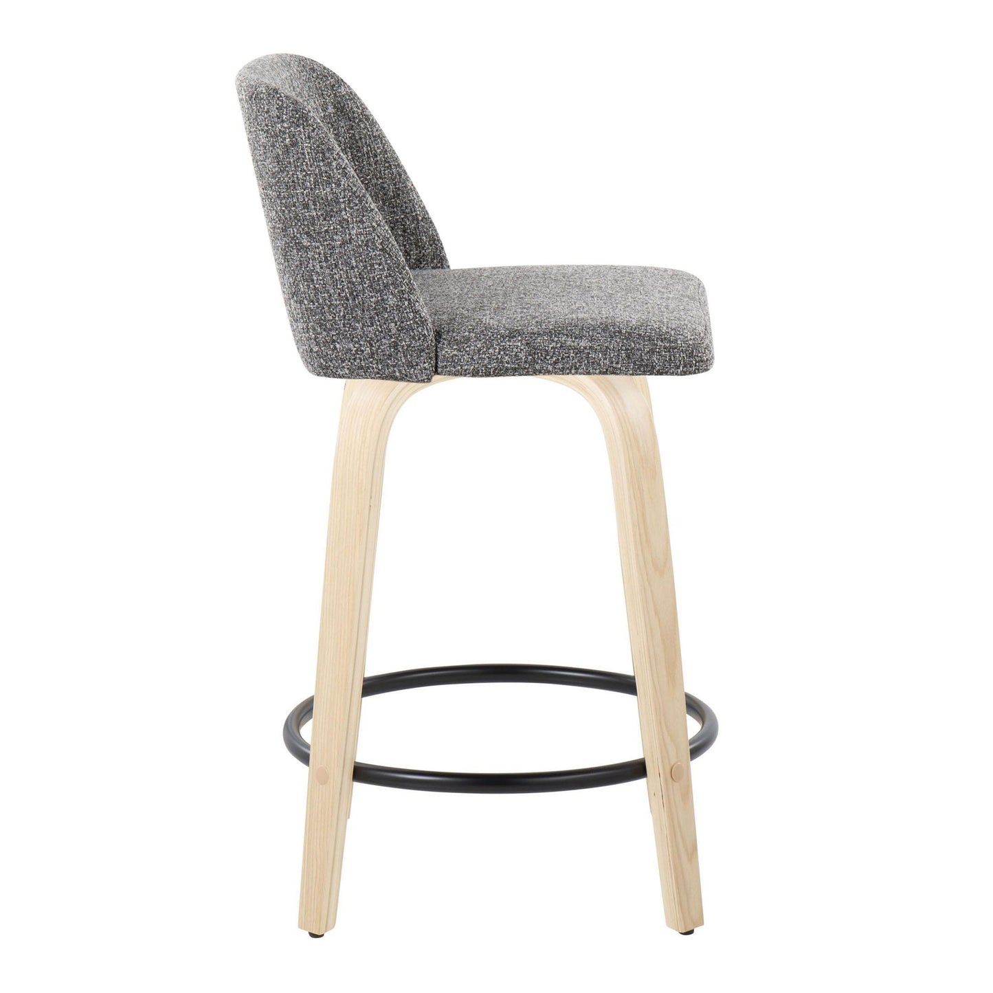 Toriano - Contemporary, Fixed Height Counter Stool With Swivel And Round Footrest (Set of 2) Lumi Source