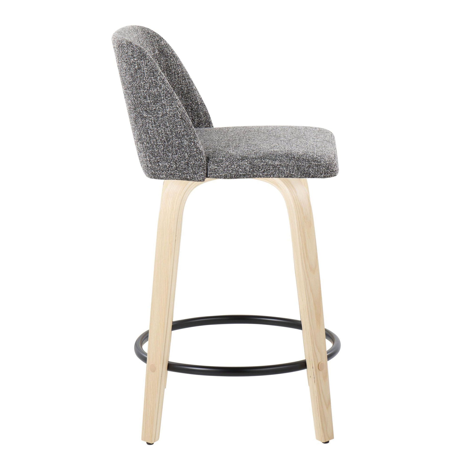 Toriano - Contemporary, Fixed Height Counter Stool With Swivel And Round Footrest (Set of 2) Lumi Source