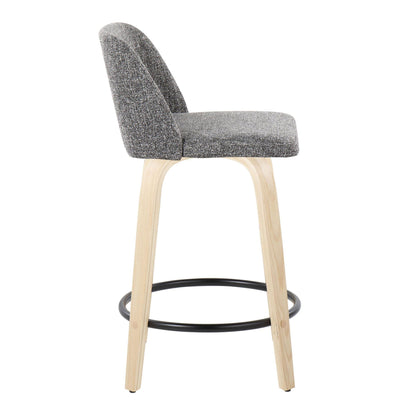 Toriano - Contemporary, Fixed Height Counter Stool With Swivel And Round Footrest (Set of 2) Lumi Source