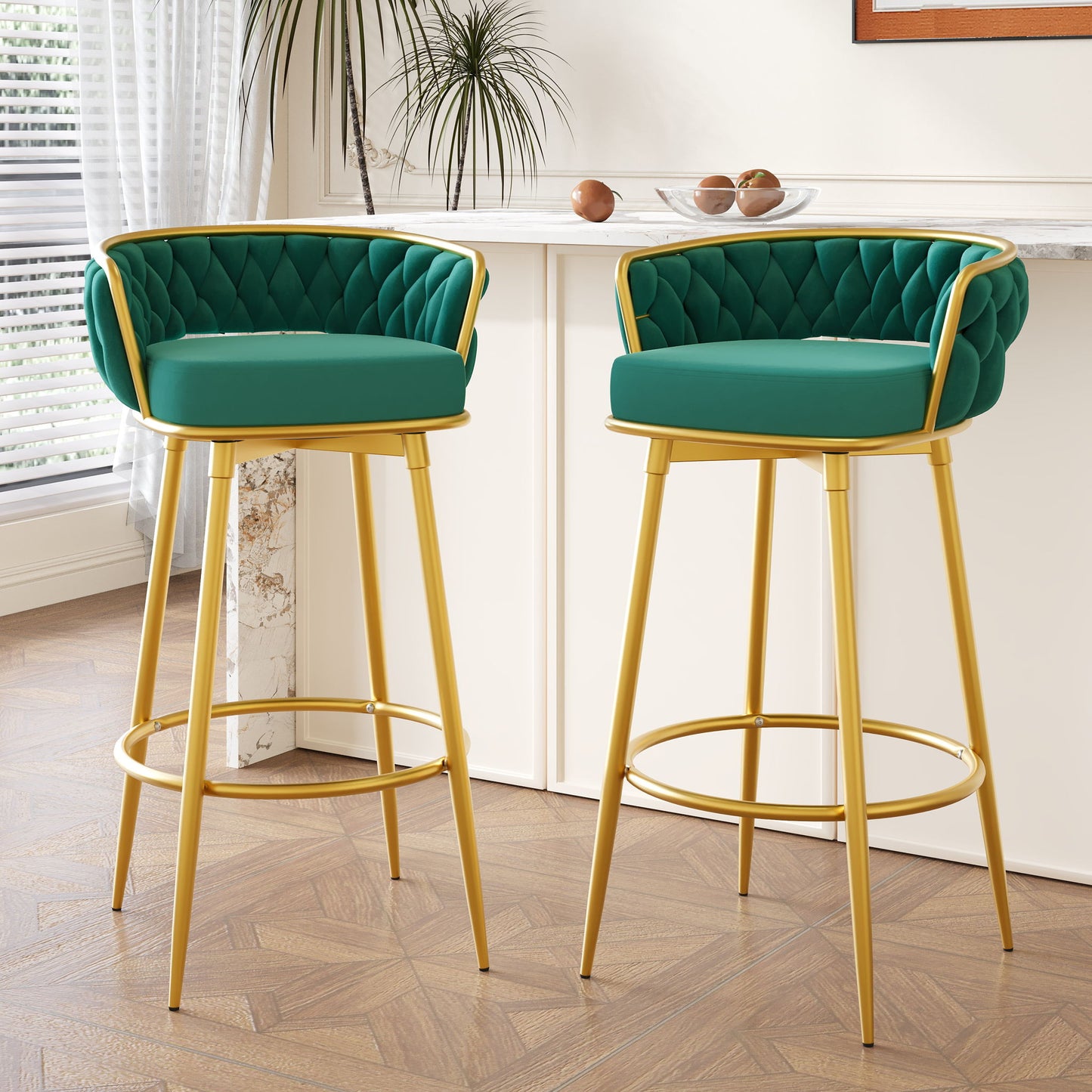 Modern Low Back Upholstered Counter Height Bar Stools (Set of 2) Noble House