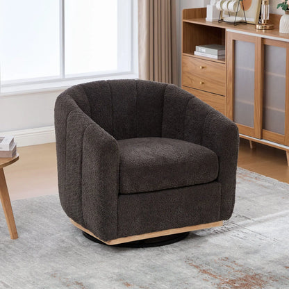 Swivel Upholstered Barrel Chair With Metal Base Home Essentials