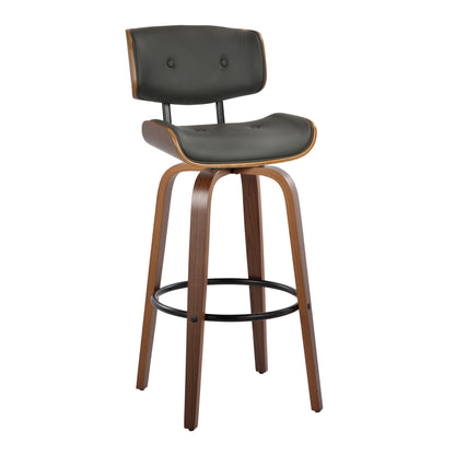 Lombardi - Mid-Century Modern Fixed Height Barstool With Swivel With Round Footrest (Set of 2) Lumi Source