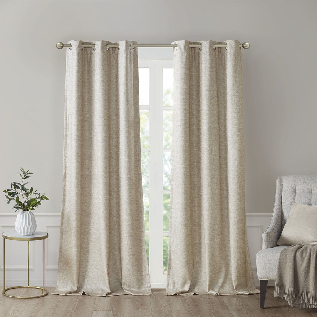 Como - Tonal Printed Total Blackout Window Panel Pair - Taupe