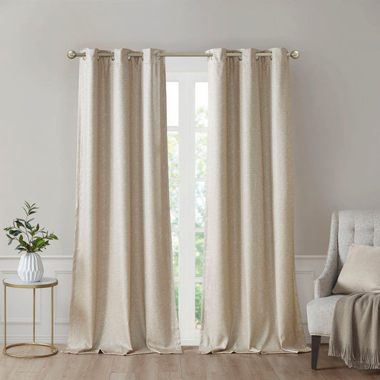 Como - Tonal Printed Total Blackout Window Panel Pair - Taupe