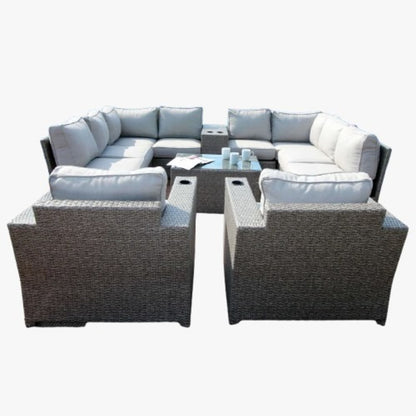 Outdoor Wicker Sectional With Weather Resistant Cushions And Table LSI Patio Furniture