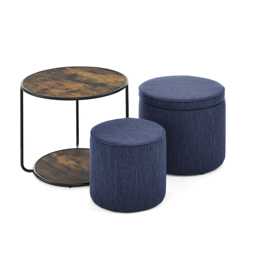 Multi Functional Ottoman And Table Set With Drum Stool - Snoozhouse