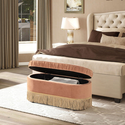 Serena - Contemporary Design Oval Storage Bench Ottoman Jennifer Taylor Home
