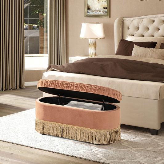 Serena - Contemporary Design Oval Storage Bench Ottoman Jennifer Taylor Home