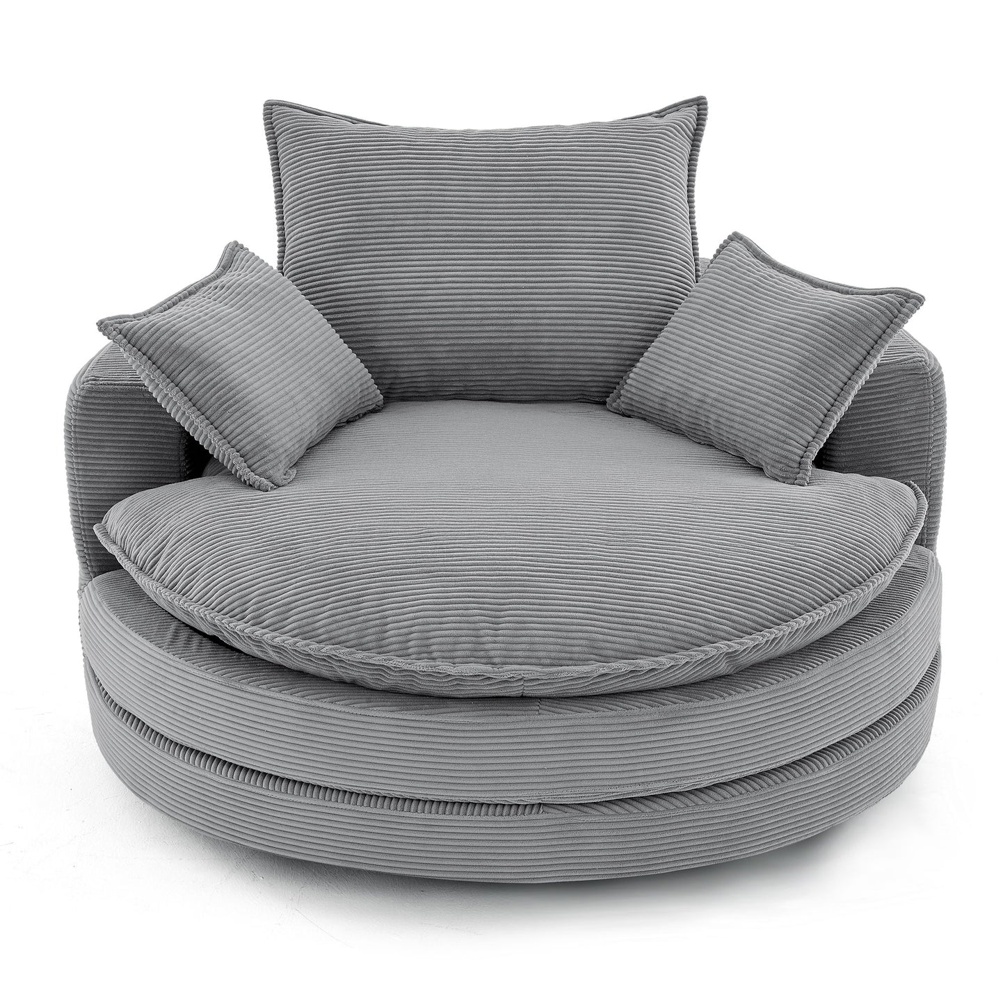 360° Swivel Accent Barrel Chair With Dual Layer Cushion And 3 Removable Pillows Hearth and Haven