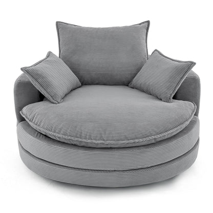 360° Swivel Accent Barrel Chair With Dual Layer Cushion And 3 Removable Pillows Hearth and Haven