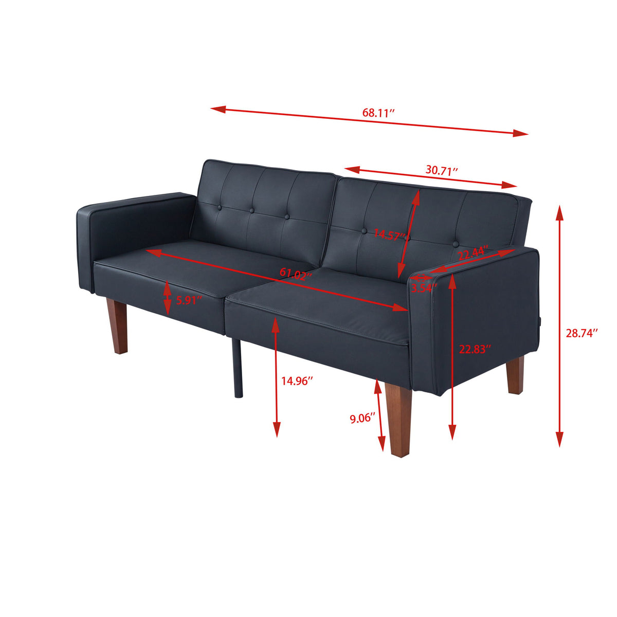 Convertible Futon Sofa Bed With Adjustable Split Back, Twin Size Sleeper Couch - Black Home Essentials